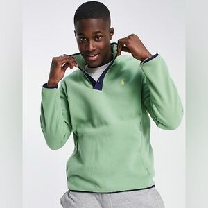 Polo Ralph Lauren Fleece Pullover Sweatshirt Green XL Snap Button $125 NWT